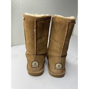 Bearpaw Elle Short Hickory Brown Suede Sheepskin Fur Lined Winter Boots Womens 8